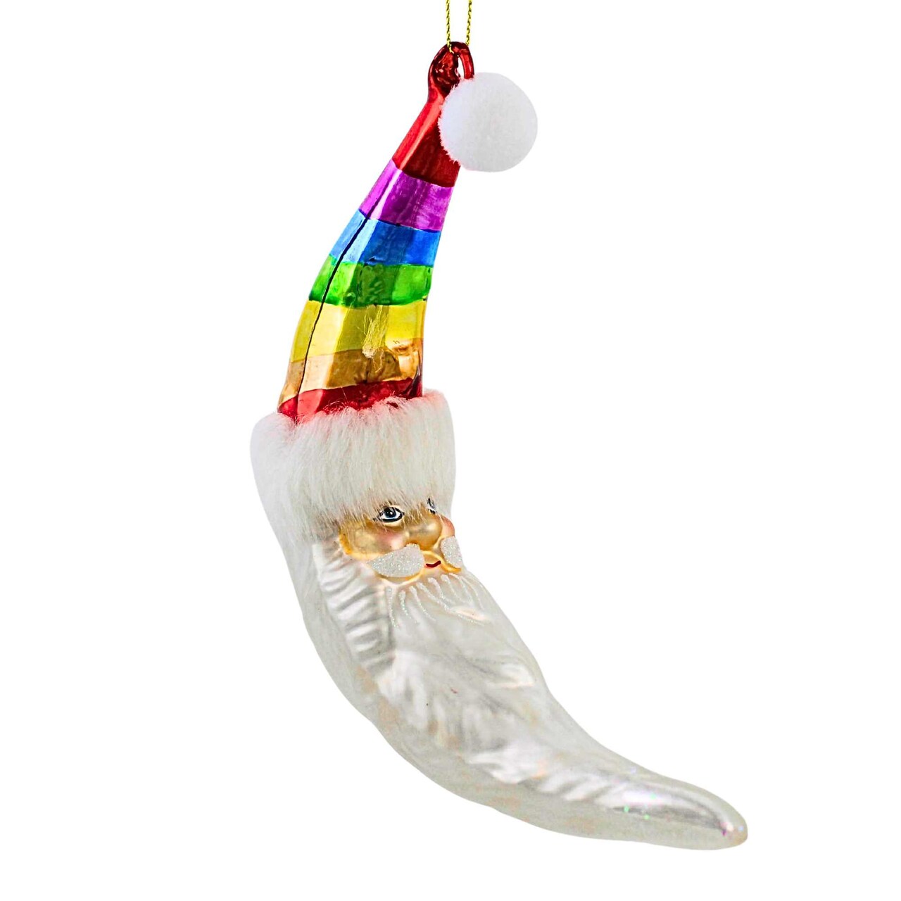 December Diamonds 7.0 Inch Rainbow Moon Santa Christmas Tree Ornament , Christmas Claus